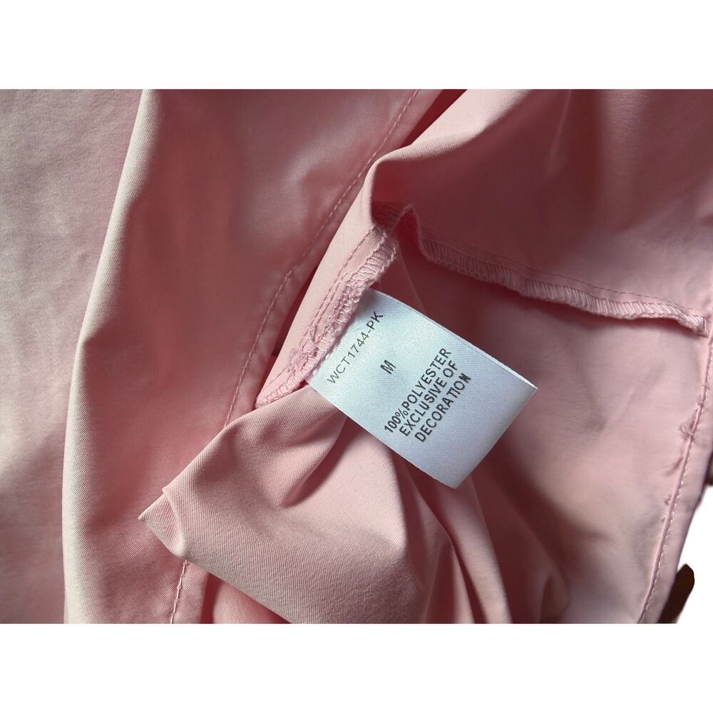 THML Pink Embroidered Floral Flutter Sleeve Blouse Top Medium Boho Boutique - Picture 10 of 11